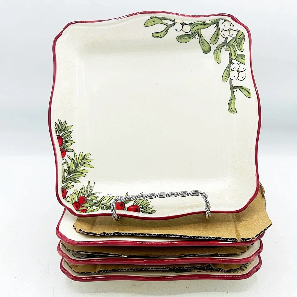 Better Homes & Gardens Square Appetizer Plates Set of 4 Heritage‎ Collection